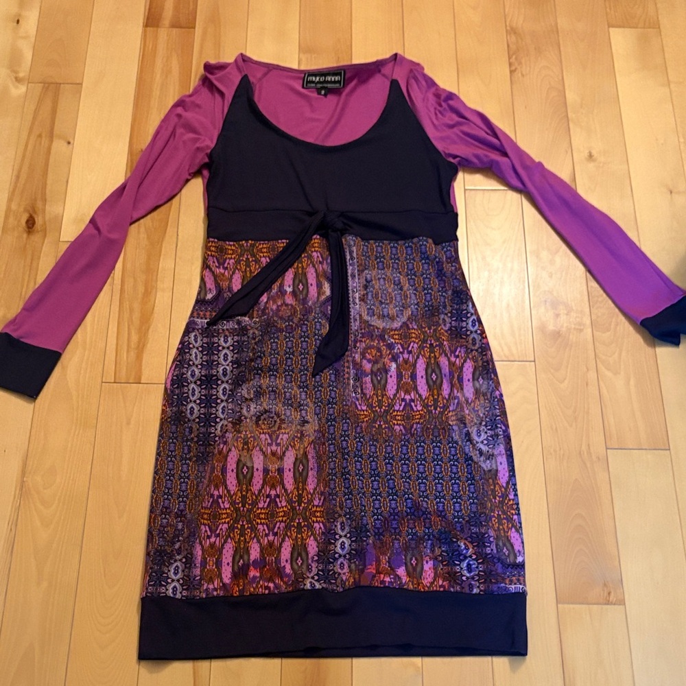 Myco Anna designer navy and pink Long Sleeve Dress M